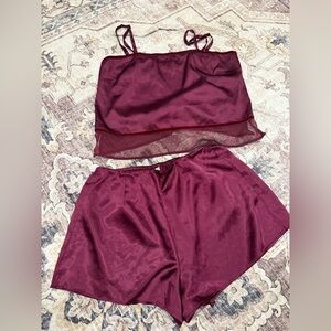 Victorias Secret Satin Slip Tank Top With shorts set- size small